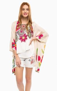 Пончо тонкой вязки с цветочным принтом Desigual