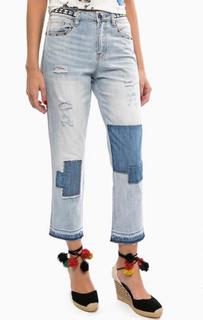 Укороченные рваные джинсы с заплатами Desigual