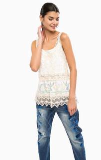 Кружевной топ с принтом на подкладке Desigual