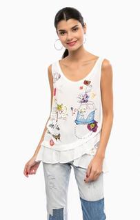 Топ асимметричного кроя с декоративной отделкой Desigual