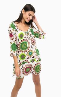 Платье свободного кроя из вискозы с разрезами Desigual