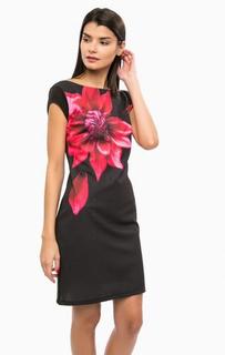 Короткое черное платье с цветочным принтом Desigual
