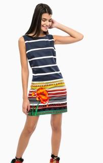 Платье-футляр из хлопка в полоску Desigual