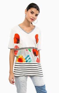 Футболка из вискозы с цветочным принтом Desigual