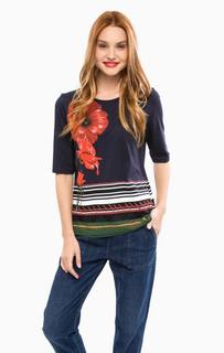 Синяя футболка с цветочным принтом Desigual
