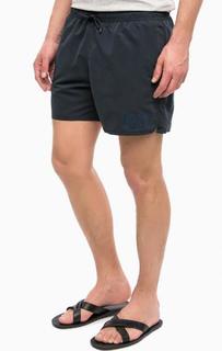 Темно-синие купальные шорты с гянцевым принтом EA7