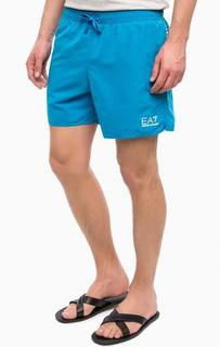 Ярко-синие купальные шорты с логотипом бренда EA7