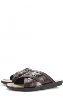 Кожаные шлепанцы с отделкой из кожи крокодила Tod’s Tods