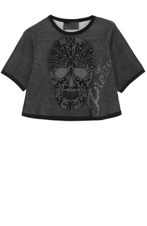 Укороченная футболка с металлизированной отделкой Philipp Plein