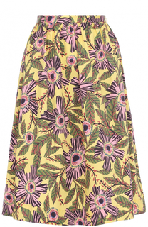 Хлопковая юбка-миди с цветочным принтом REDVALENTINO