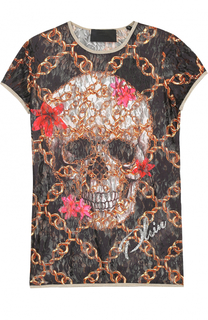 Кружевная футболка с принтом Philipp Plein