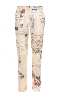 Шелковые брюки прямого кроя с принтом Alexander McQueen