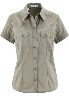 Клетчатая блузка с коротким рукавом (новый хаки) Bonprix