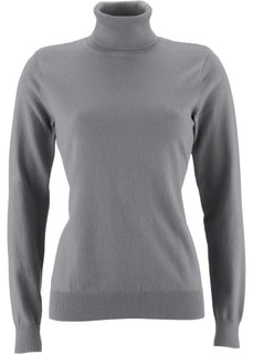 Пуловер с высоким воротником (серый меланж) Bonprix