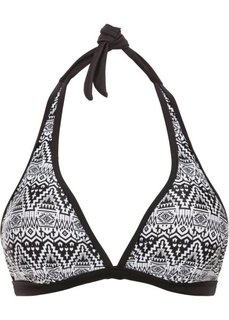 Купальный бюстгальтер с бретельками через шею (черный/белый с рисунком) Bonprix