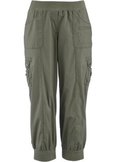 Эластичные брюки карго длиной 3/4 (оливковый) Bonprix