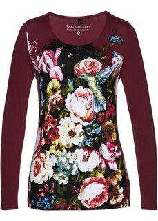 Футболка с цветами (кленово-красный с рисунком) Bonprix