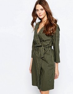 Платье в полоску с поясом на талии Ichi Andora - Зеленый