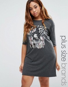 Платье-футболка с принтом группы Missguided Plus - Серый