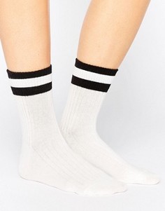 Носки с полосками в университетском стиле Monki - Белый