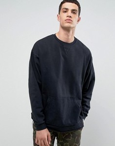 Длинный свободный свитшот со вставками по бокам ASOS - Черный