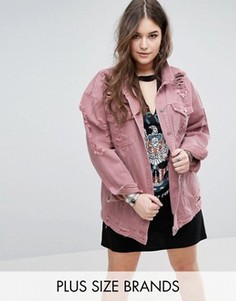 Рваная джинсовая куртка Missguided Plus - Розовый