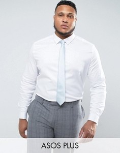 Зауженная сатиновая рубашка с двойными манжетами ASOS PLUS WEDDING - Белый