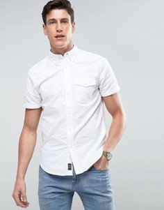 Белая узкая рубашка с короткими рукавами Abercrombie &amp; Fitch - Темно-синий