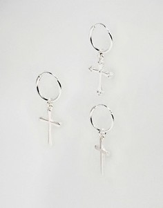 Серьги-кольца с крестиками Chained &amp; Able - Серебряный