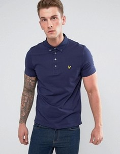 Темно-синяя футболка-поло с тканым воротником Lyle &amp; Scott - Темно-синий