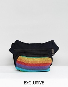 Сумка-кошелек на пояс с разноцветными полосками Reclaimed Vintage Inspired - Черный