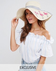 Соломенная шляпа с фламинго South Beach - Бежевый