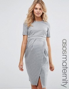 Двуслойное платье для беременных в полоску ASOS Maternity - Мульти