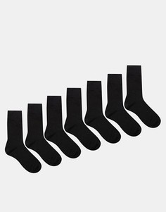 Комплект из 7 пар черных носков ASOS - Черный