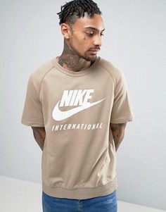 Бежевый свитшот с короткими рукавами Nike International 834306-235 - Бежевый
