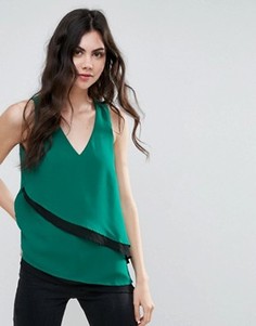 Топ с V-образным вырезом и асимметричным краем Vero Moda - Зеленый
