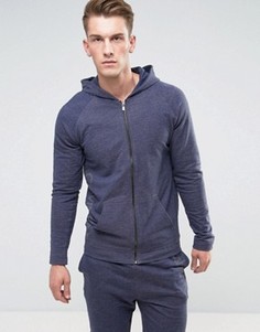 Худи на молнии с логотипом Calvin Klein - Темно-синий