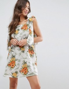 Сарафан с тропическим принтом и завязками на бретельках ASOS - Мульти