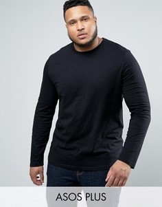 Черный лонгслив с круглым вырезом ASOS PLUS - Черный