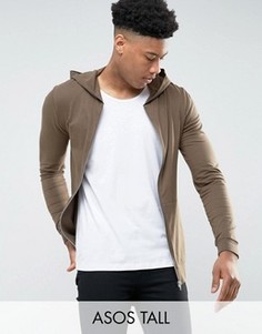 Худи обтягивающего кроя на молнии ASOS TALL - Коричневый