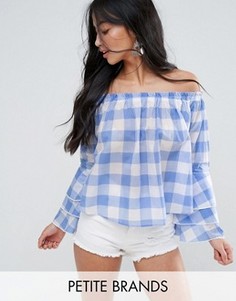 Топ в клетку с ярусными оборками New Look Petite - Синий
