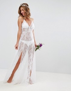 Кружевное пляжное платье макси ASOS BRIDAL - Белый