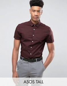 Бордовая приталенная рубашка ASOS TALL - Красный