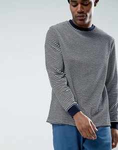 Свободный велюровый лонгслив в полоску ASOS - Темно-синий