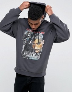 Oversize-худи с принтом Тупак ASOS - Черный