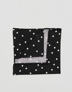 Черный платок для нагрудного кармана в горошек ASOS - Черный