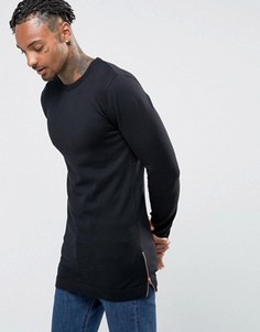 Черный обтягивающий джемпер с молниями по бокам ASOS - Черный