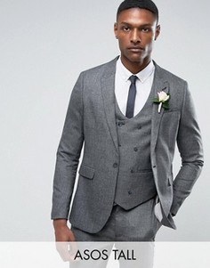 Фактурный серый узкий пиджак ASOS TALL WEDDING - Серый
