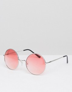 Круглые солнцезащитные очки с розовыми стеклами ASOS - Розовый