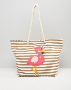 Пляжная сумка с фламинго Chateau - Бежевый
